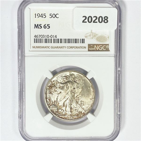 1945 Walking Liberty Half Dollar NGC MS65
