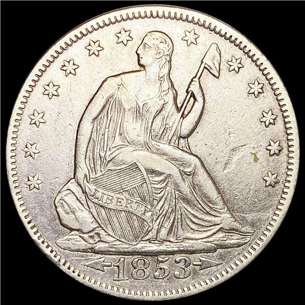 1853 Arws & Rays Seated Liberty Half CLOSE UNC