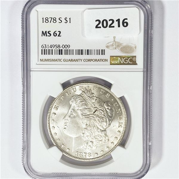 1878-S Morgan Silver Dollar NGC MS62