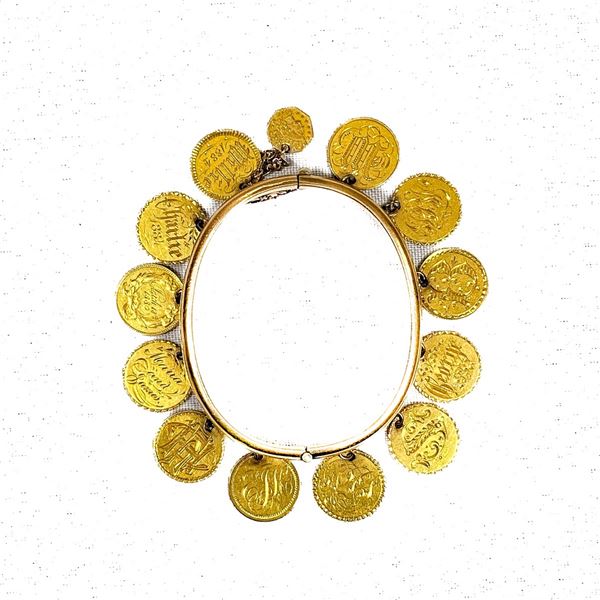 13 Coin 24g Gold Dollar Charm Bracelet