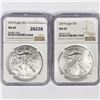 Image 1 : 2019 Set (2) American Silver Eagles NGC MS69