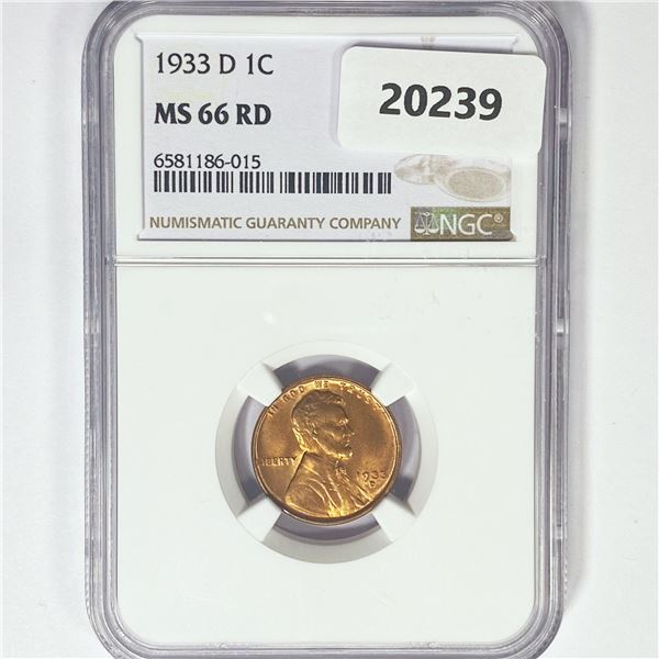 1933-D Wheat Cent NGC MS66 RD