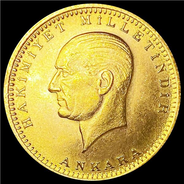 1923 Turkey .2127oz Gold 100 Kurush CHOICE BU