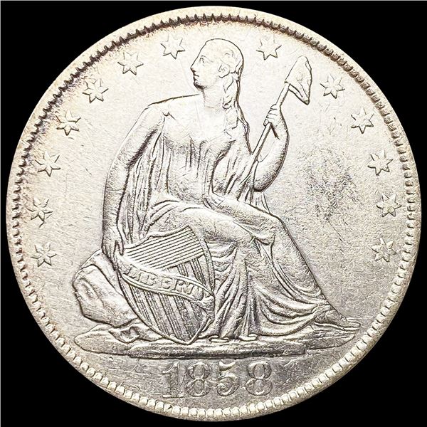 1858-O Seated Liberty Half Dollar ABOUT UNC