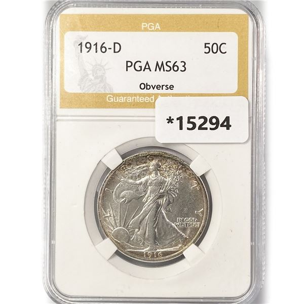 1916-D Walking Liberty Half Dollar PGA MS63 Obv