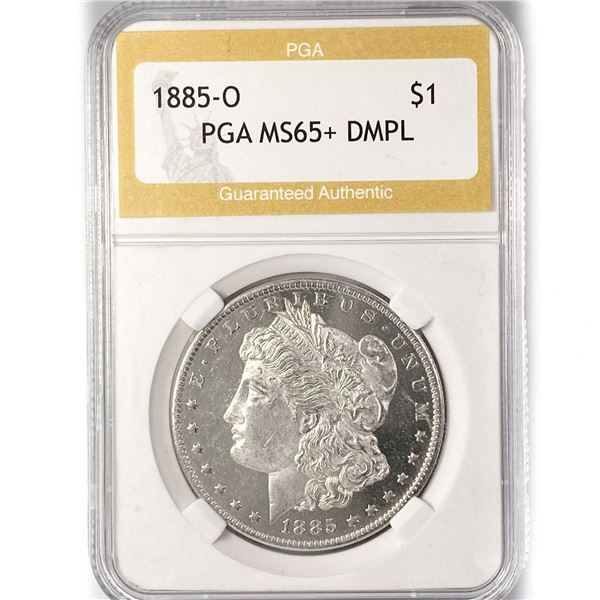 1885-O Morgan Silver Dollar PGA MS65+ DMPL