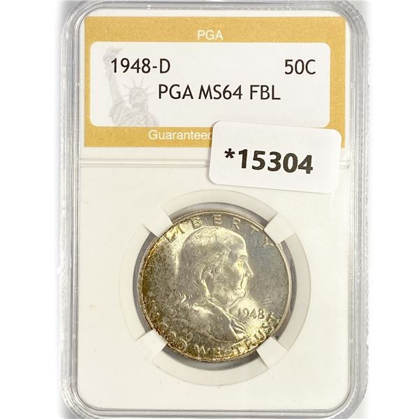 1948-D Franklin Half Dollar PGA MS64 FBL