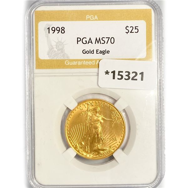 1998 $25 1/2oz American Gold Eagle0 PGA MS70