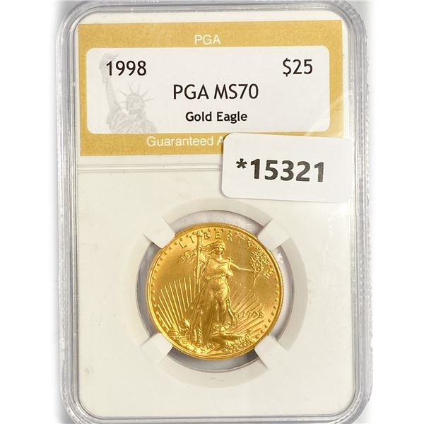 1998 $25 1/2oz American Gold Eagle0 PGA MS70