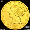 Image 1 : 1851 $5 Gold Half Eagle UNCIRCULATED