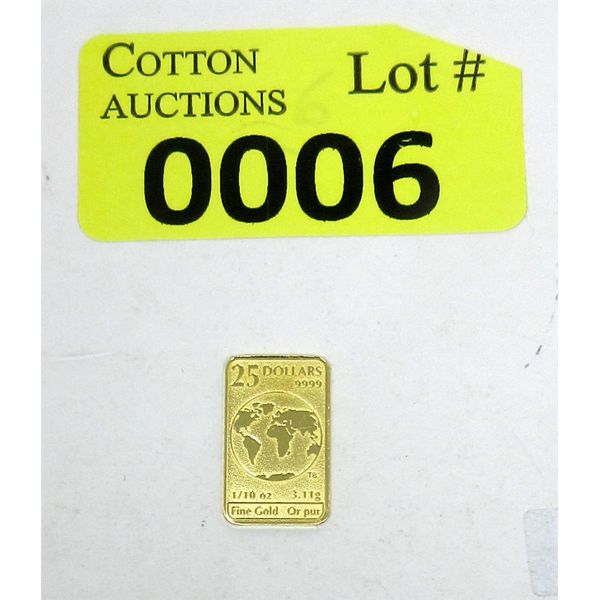 1/10 Oz .9999 Fine Gold 2020 Canada Legal Tender Map Coin