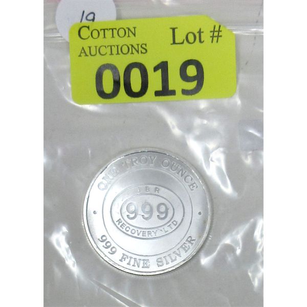1 Oz .999 Silver JBR Recovery Round