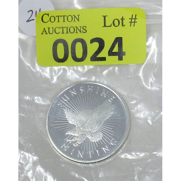 1 Oz .999 Silver Sunshine Minting Round with Decoder Back