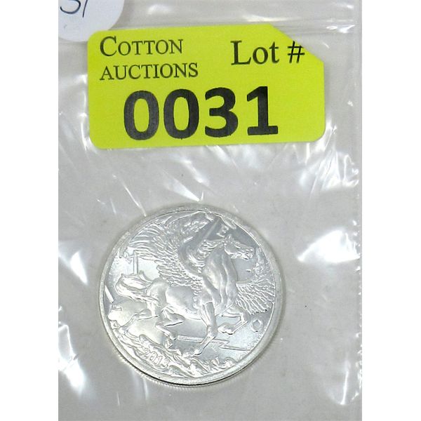 1 Oz .999 Silver 2013 Pegasus Freedom Round