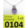 Image 1 : 1.7 CT Amethyst & Diamond Sterling Silver Pendant 