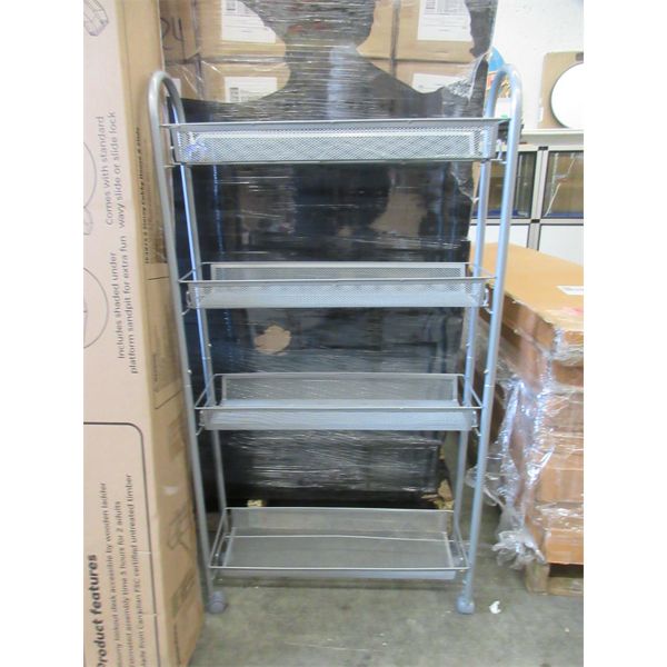 2 New Slim 4 Tier Metal Rolling Organizers