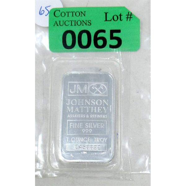 1 Oz .999 Silver Johnson Matthey Serial Numbered Bar