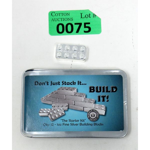 1 Oz .999 Silver 3D Lego Brick Stackable Bar with Bonus Storage Box