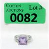 Image 1 : 2+ CT Amethyst & Diamond Sterling Silver Ring 