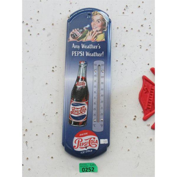 New Pepsi-Cola Metal Wall Thermometer - 5  x 17 