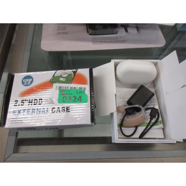 New Single Hearing Aid & 2.5  HDD External Case