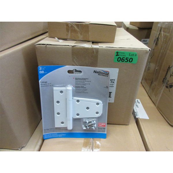 2 Cases of 10 White Metal 3-1/2" Gate T-Hinges