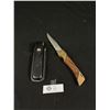 Image 1 : Nice Vintage Lock Back " Big Steer" 10.5 " Knife with Leather Pouch by Valor Japan J338-4.5" Blade