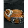 Image 2 : 3 Hand Tooled Leather Belts with Buckles