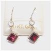 Image 1 : 10K White Gold Garnet(1.6ct)  Earrings, Suggested Retail Value $200