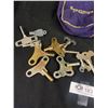 Image 2 : 12 Vintage Clock Wind Keys in Seagrams Whiskey Bag