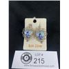 Image 1 : Vintage Silver Heart Shaped Dutch Dangle Earrings. Hand Painted Blue Mills