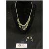 Image 1 : Vintage Silver with Blue Rhinestones Dangle Necklace and Earrings Set