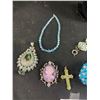 Image 2 : Collection of Vintage Rhinestone Jewelry + 2 Crystal Beads Necklaces