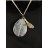 Image 2 : Vintage 925 Sterling Silver with Labrodite Stone Pendant & Extra Length Chain Necklace