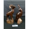 Image 1 : 2 Wooden Animal Carvings of Ram and Bird, Rosewood
