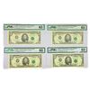 Image 1 : (4) 1993 Star $5 Fed Reserve Notes PMG Ch UNC 63