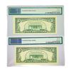 Image 2 : (2) 1995 $5 Fed Reserve Notes w/ Star PMG GEM UNC
