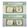 Image 1 : (2) 1935 B $1 Silver Cert.'s PMG GEN UNC 65