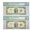 Image 1 : (2) 1953 $2 Legal Tender Notes PMG GEM UNC