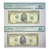 Image 1 : (2) 1950 B $5 Fed Reserve Notes PMG Ch UNC 63