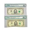 Image 1 : (2) 1985-1988 $5 Fed Reserves Notes PMG GEM UNC