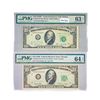Image 1 : (2) 1950 $10 Fed Reserve Notes PMG Ch UNC 63-64