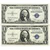 Image 1 : (2) 1935 B Consec $1 Silver Cert.'s