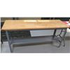 Image 1 : Metal Table w/ Undershelf & Wood Grain Top 72"x24"x34"
