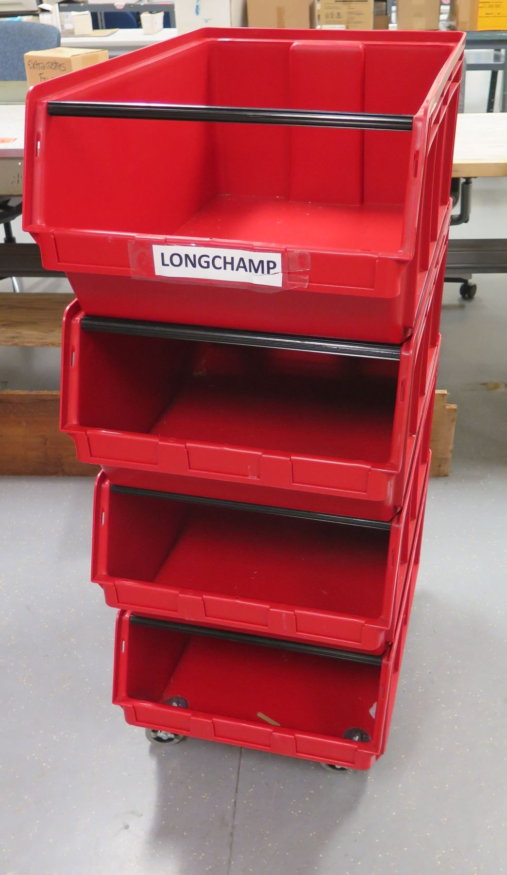 Qty 4 Magnum 743 Red Stacking Organizer Bins 18