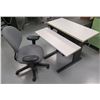 Image 1 : SIS Bilevel Surface Height Adjustable Ergonomic Desk 36"x29"x30"H  & Rolling Office Armchair