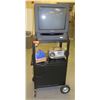 Image 1 : Panasonic TV & CD Player on Rolling Cart w/ Cabinet Base