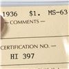 Image 3 : 1936 King George V Canadian Silver Dollar ICCS-MS-63