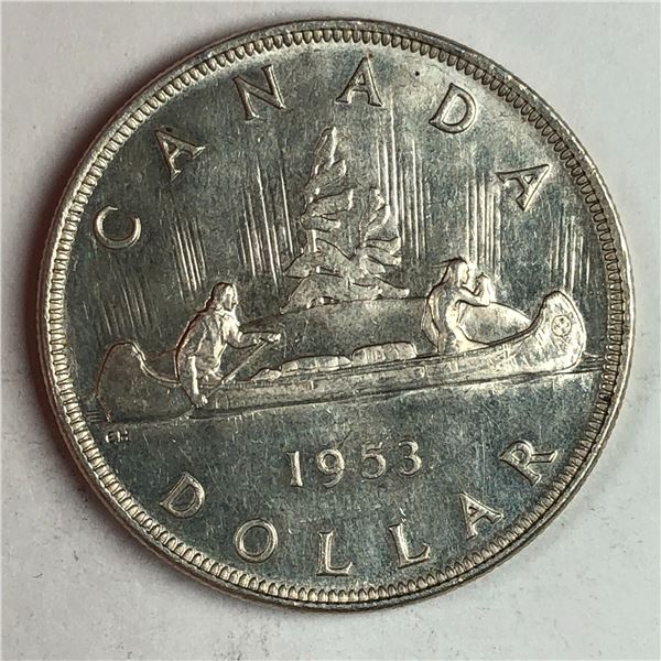 1953 Queen Elizabeth II Canadian Silver Dollar NSS UNC