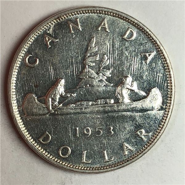 1953 Queen Elizabeth II Canadian Silver Dollar SS